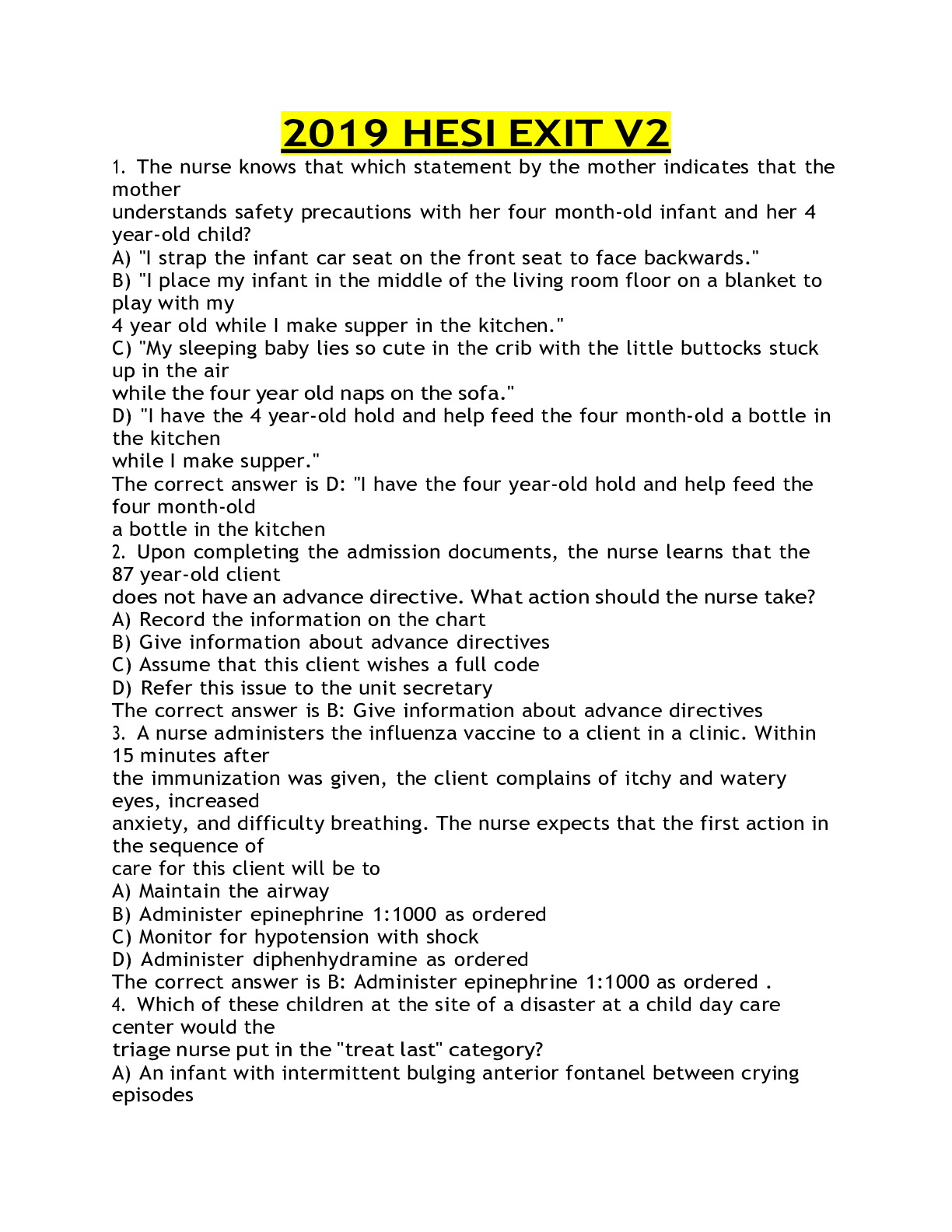 Preview image for 2019-HESI EXIT EXAM V2